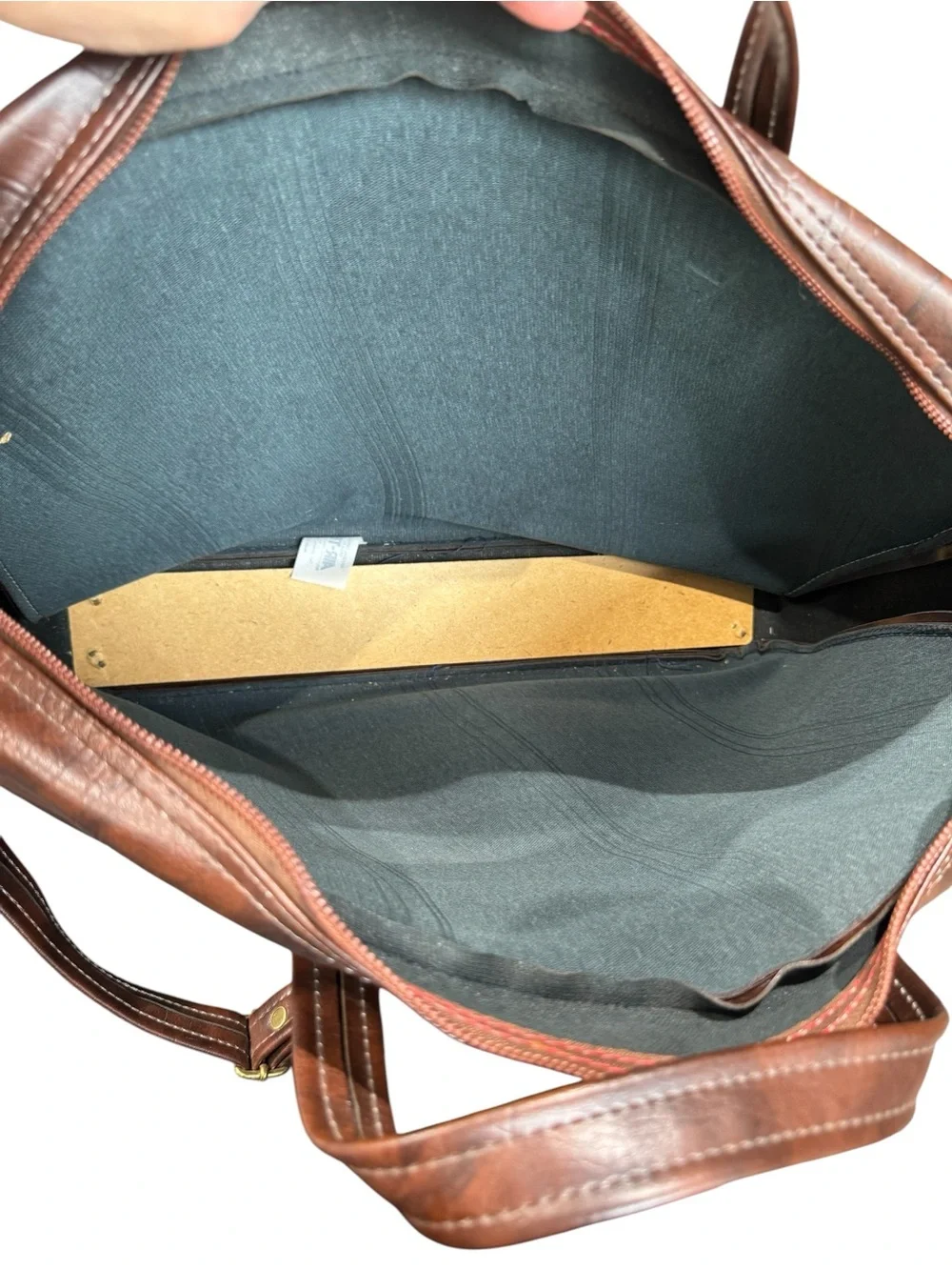 Vintage Porsche Brown Leather Gold Logo Brass Hardware Shoulder Briefcase - Picture 8 of 12